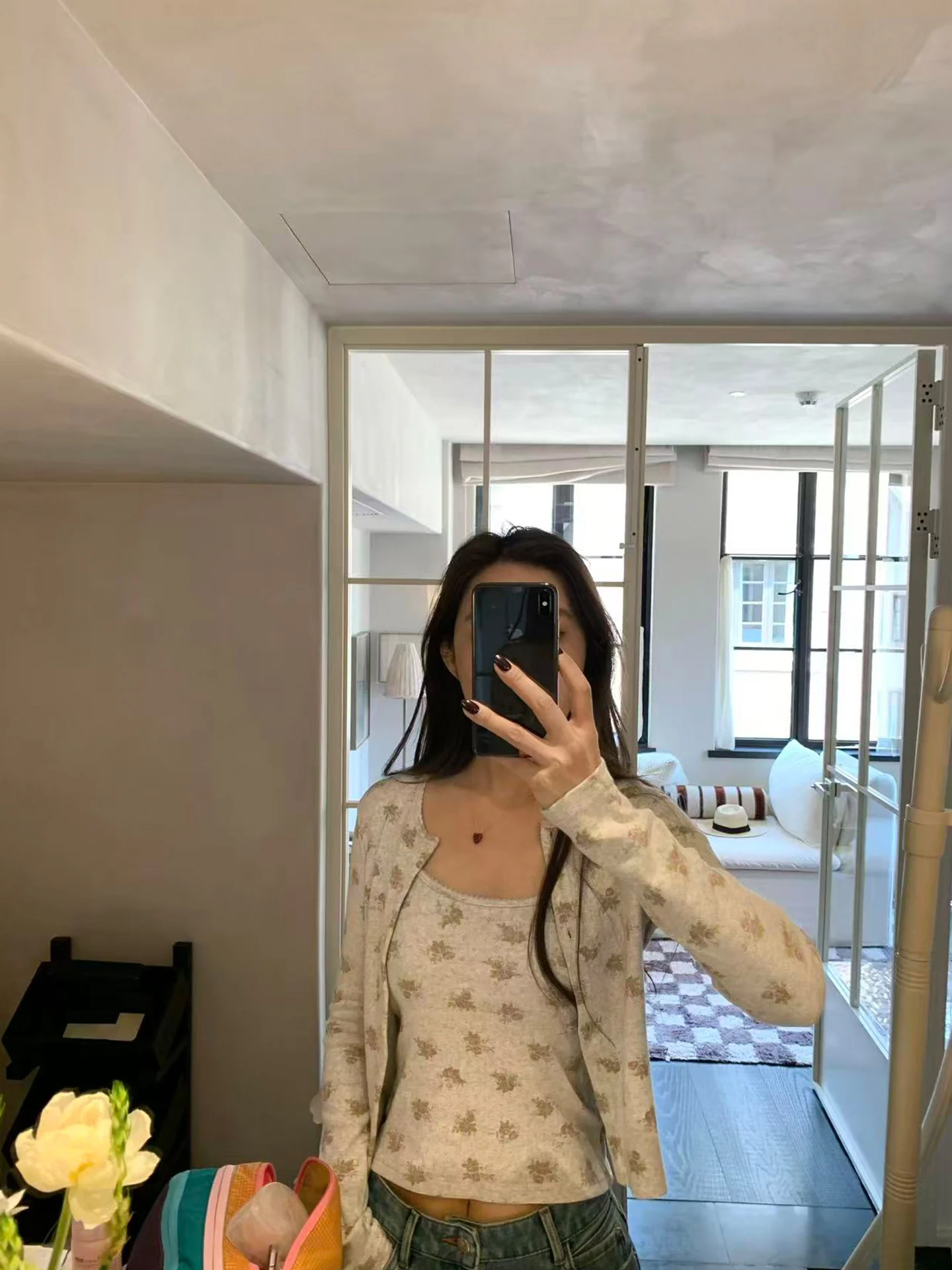 

New Arrival Floral Print Separate Wearing 2-Piece Set Women's Long Sleeve round Neck High Waist Spring Fashion Outfit