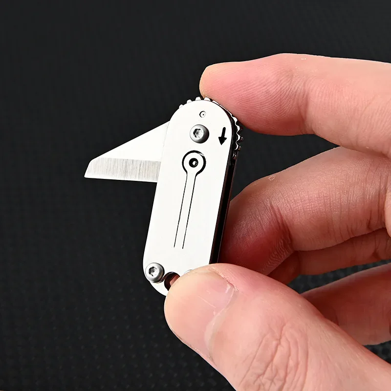 Stainless Steel Mini Gear Knife Sharp Portable Pocket Folding Knife Key Chain Pendant Unpacking Express Tool