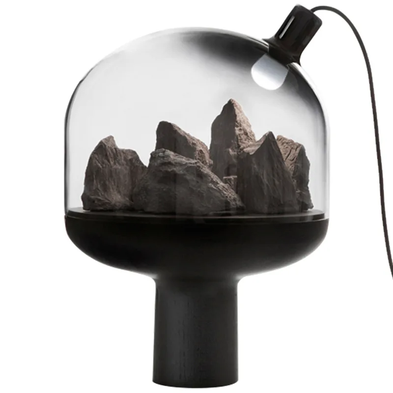 

New Chinese decorative glass table lamp living room creative ornament modern simple bedroom designer art rockery table lamp