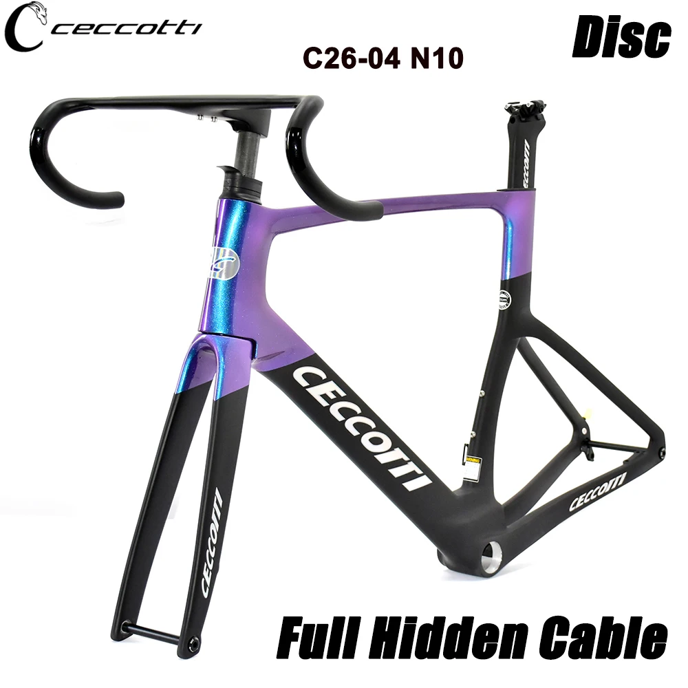 CECCOTTI Laser Logo Internal wiring Bike Frame T1000 Full Carbon Bicycle Frameset With Inner Cable handlebar