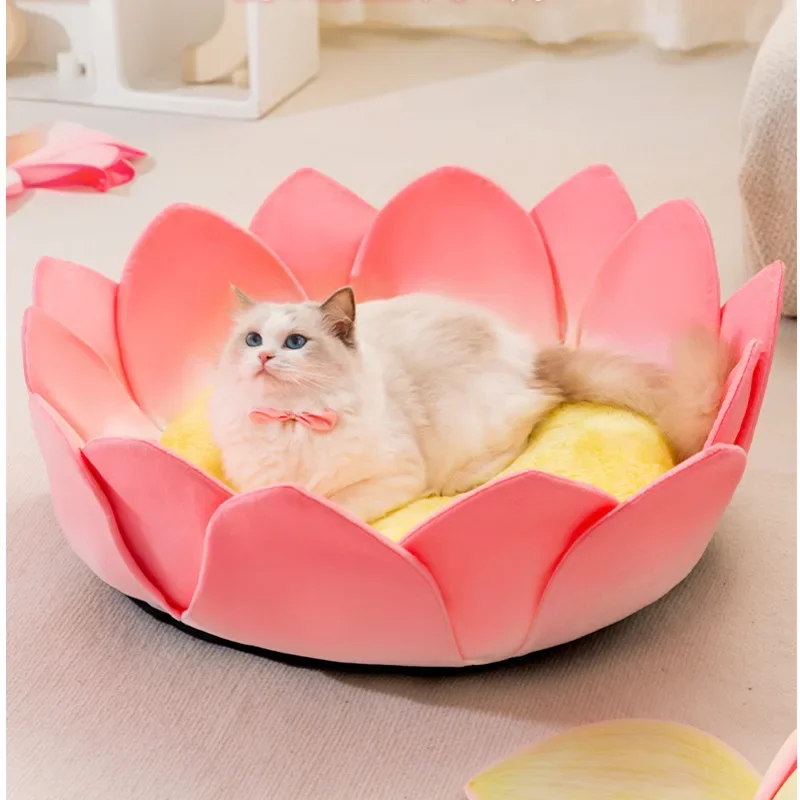 

Кровать Good Luck Lotus для кошек, универсальный кошачий домик, удобная и мягкая будка, теплая кровать для животных, все сезоны, зима