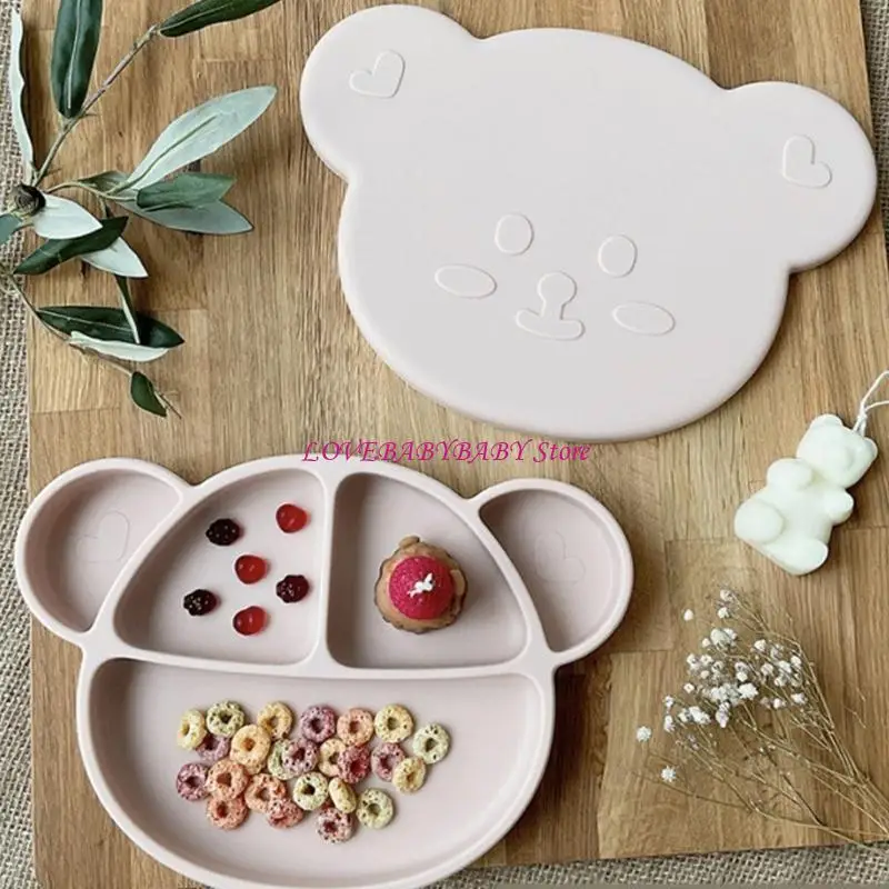 

Silicone Suction Cup Plate Baby Complementary Feeding Bowl with Lid Cover 4XBC