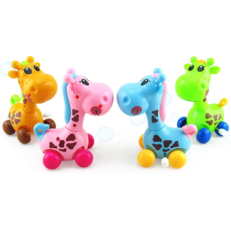 1Pcs Cartoon Animal Giraffe Clockwork Wind Up Baby Toys Running Head Tail Swing Classic Newborn toys for children Random Color