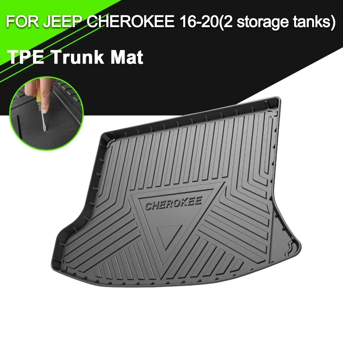 

For Jeep Cherokee 2016-2020 2 Storage Tanks Car Rear Trunk Cover Mat TPE Waterproof Non-Slip Rubber Cargo Liner Accessories