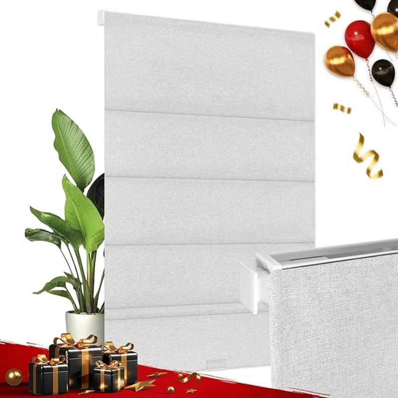 Modern Design Automatic Light Filtering Soft Fabric Smart Blinds with Alexa Google Motorized Roman Blinds for Bedroom