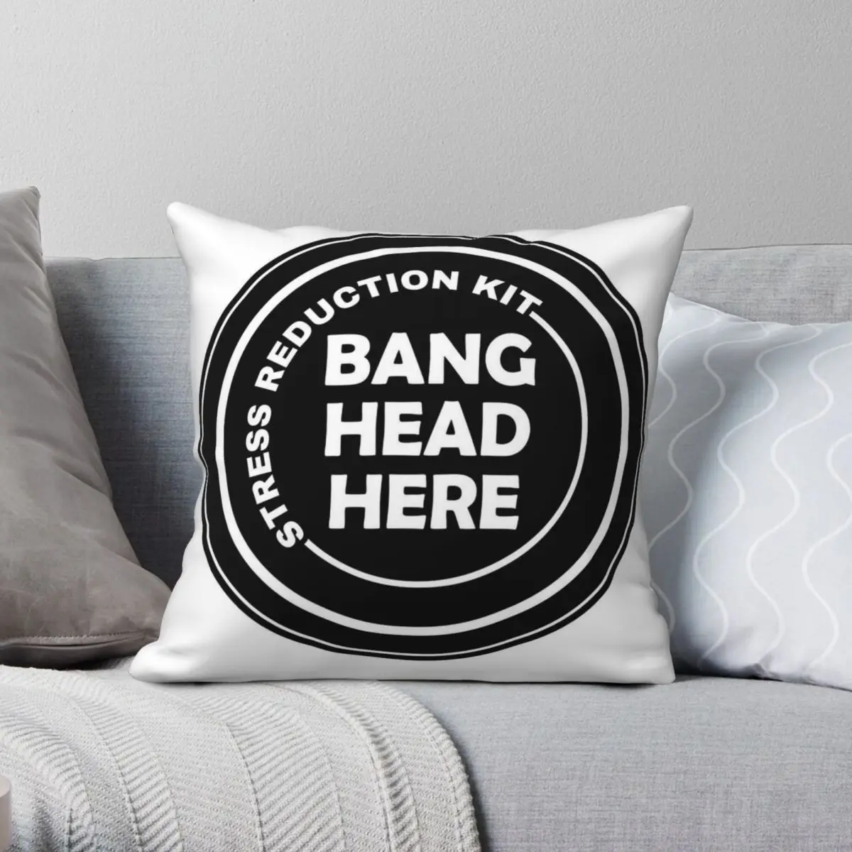 Bang Head Here Stress Reduction Kit Square Pillowcase Polyester Linen Velvet Creative Decorative Pillow Case Home Cushion Cover