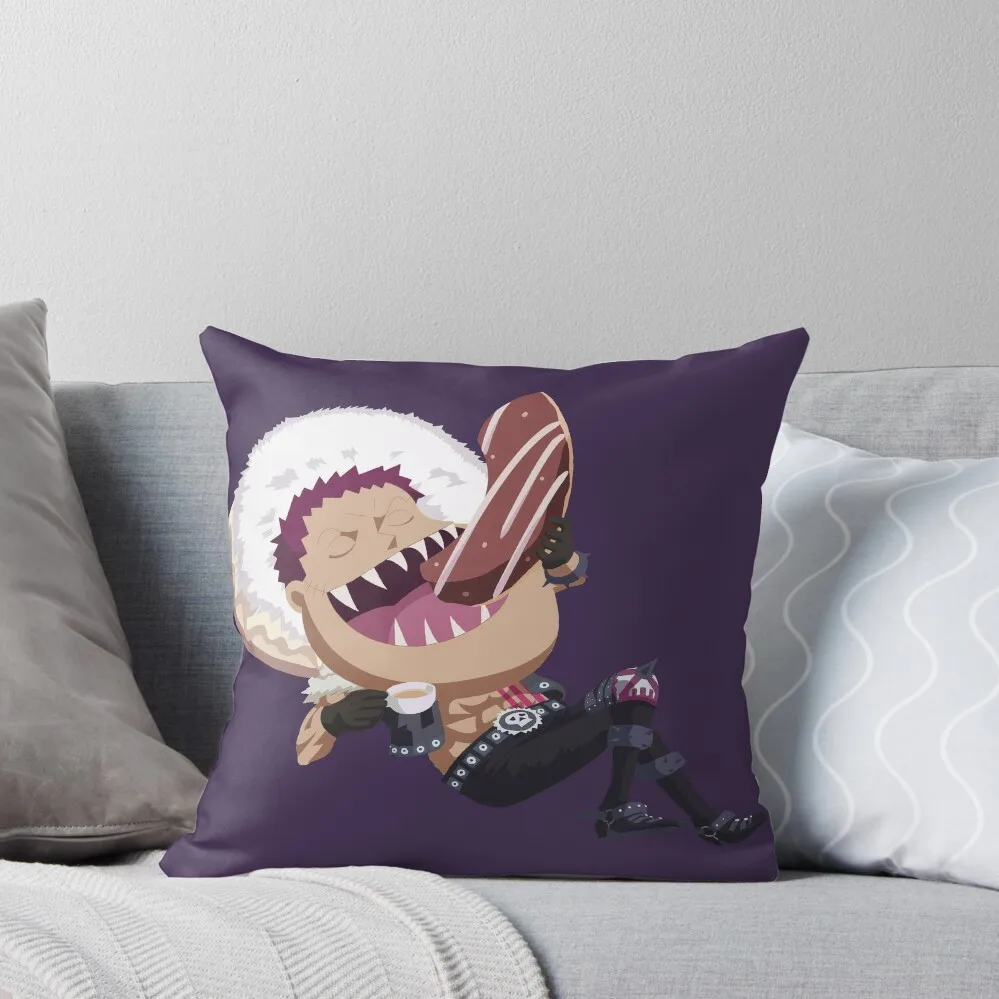 

Charlotte Katakuri Eating Donuts Throw Pillow New year Luxury Cushion Cover Luxury Pillow Cover christmas pillowcases pillow