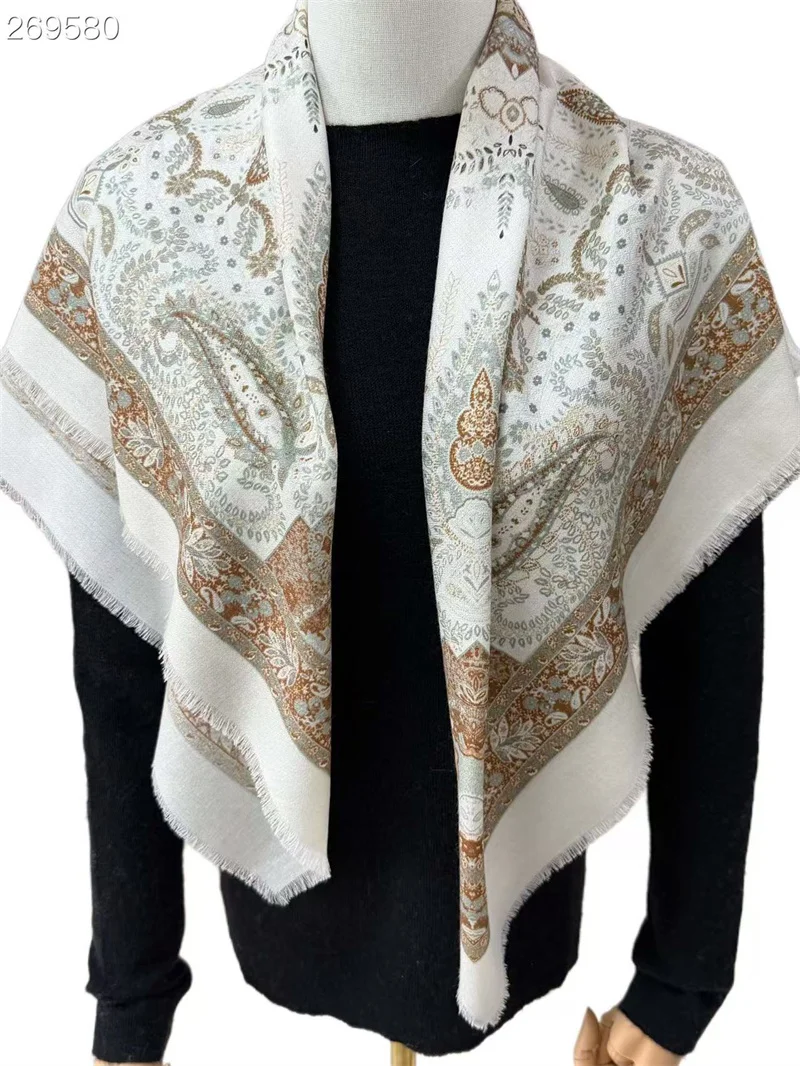 paisley-print-silk-wool-plant-floral-90-square-scarf-spring-autumn-thin-warm-shoulder-wrap-versatile-decorative-accessory-for