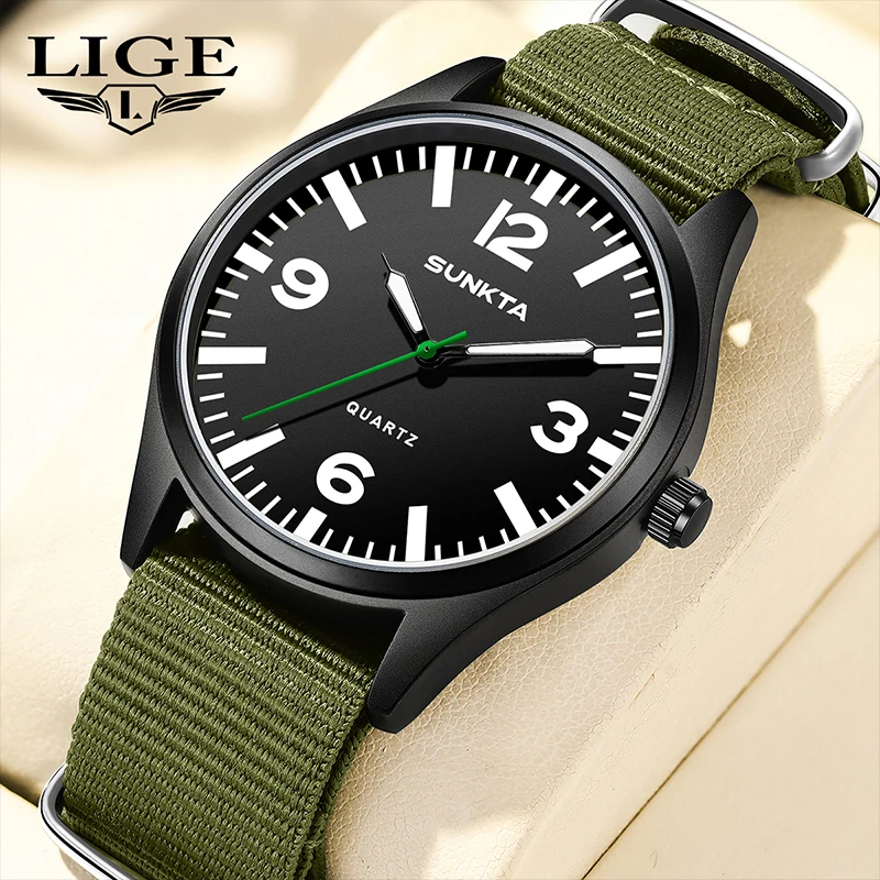 LUIK Topmerk Luxe Horloge Mannen Quartz Datum Nylon Waterdichte Lichtgevende Militaire Sport Lederen Horloges Voor Mannen relogios masculino