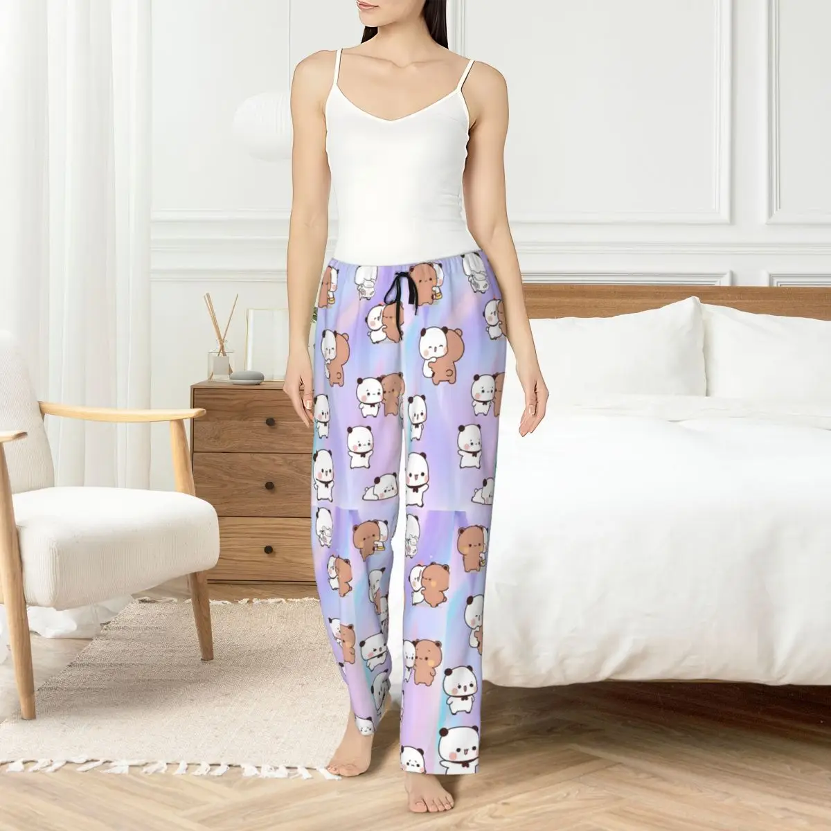 

Custom Bubu Dudu Pajama Pants Womens Animation Sleepwear Lounge Sleep Bottoms Stretch with Pockets