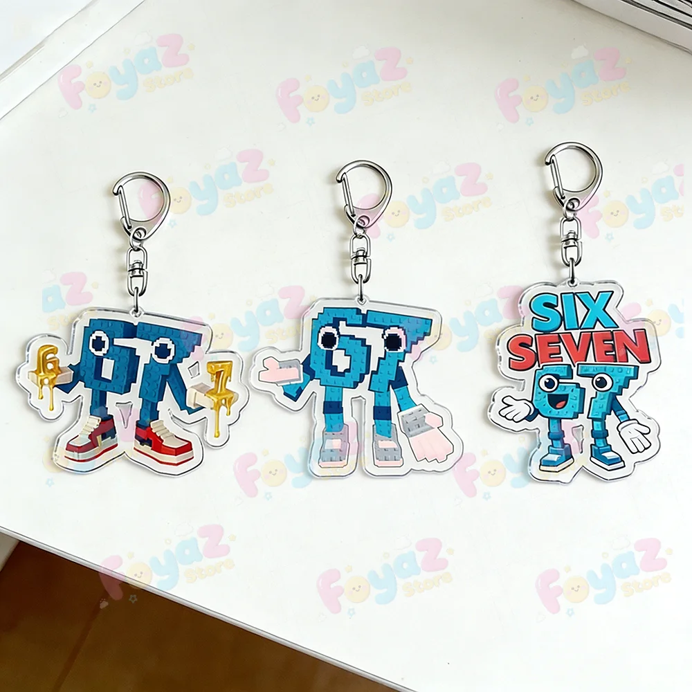 Cartoon 67 6 7 Meme Keychains Ring for Accessories Bag 6 7 Six Seven Cartoon Creative Keyring Jewelry Fans Freinds Gifts