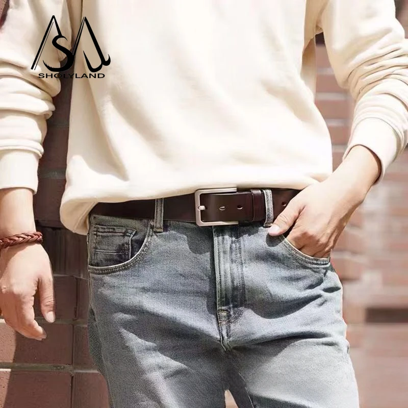 2024 New trendy fashion slim and versatile men\'s belt men\'s leather strap luxury alloy pin buckle jeans casual men\'s belt