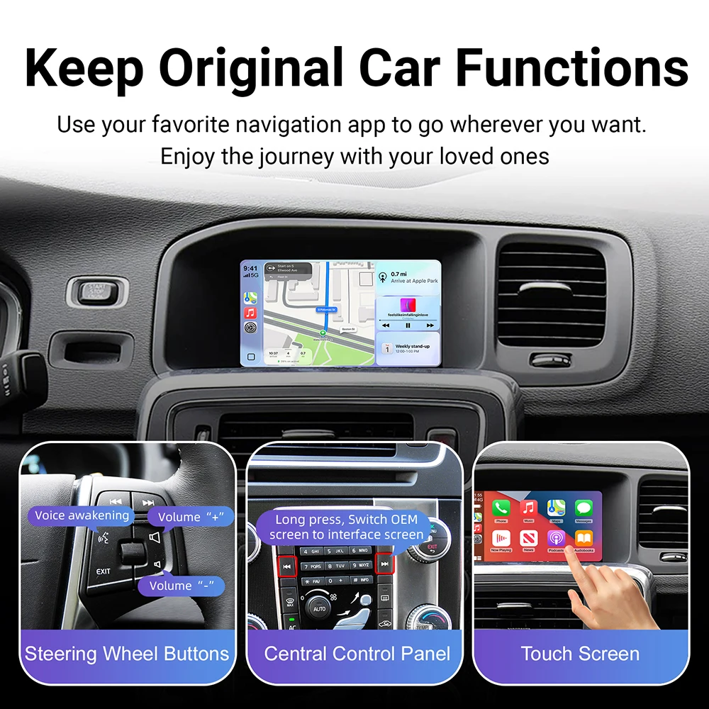 ANYFAR جديد وحدة Carplay اللاسلكية أندرويد السيارات لفولفو S60 S80 XC60 V60 V40 2015-2018 دعم الكاميرات