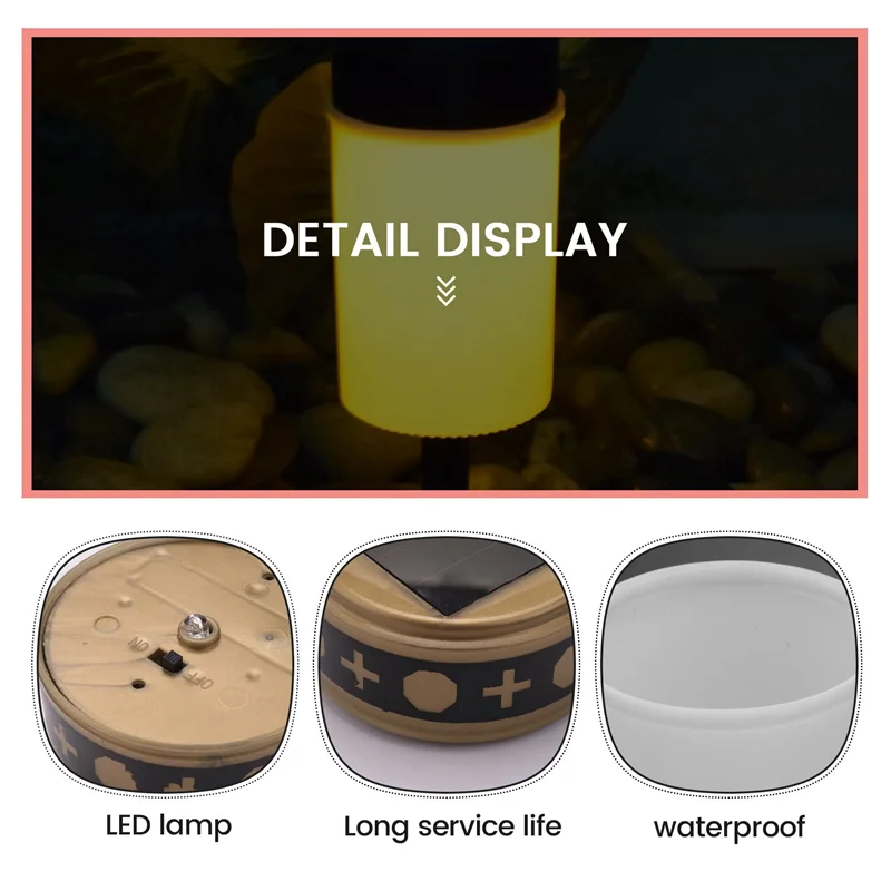 

ABYN-White Grave Candle For Cemetery Grave Solar Lights With Lighting LED Grave Light 4Pcs