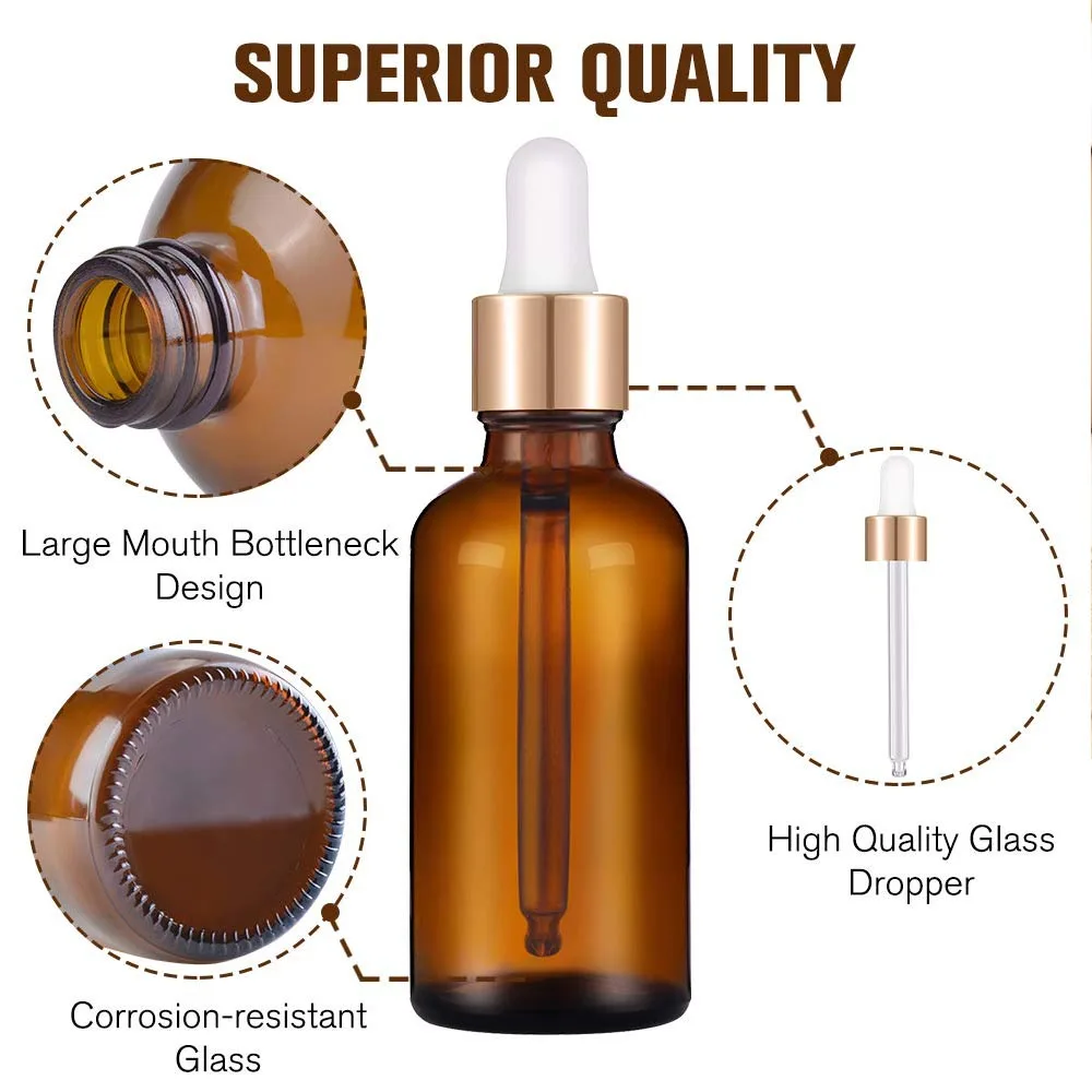 1/2oz Glass Dropper Bottle Glass Bottles Empty with Funnels & Pipettes, Eye Dropper Bottles for Essential/Cuticle/Body Oils