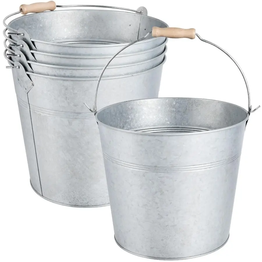 

4 Pack 8 Quart Galvanized Metal Buckets Champagne Drink Cooler Storage Ice Pails with Handle for Plants, Succulents, Party Favor