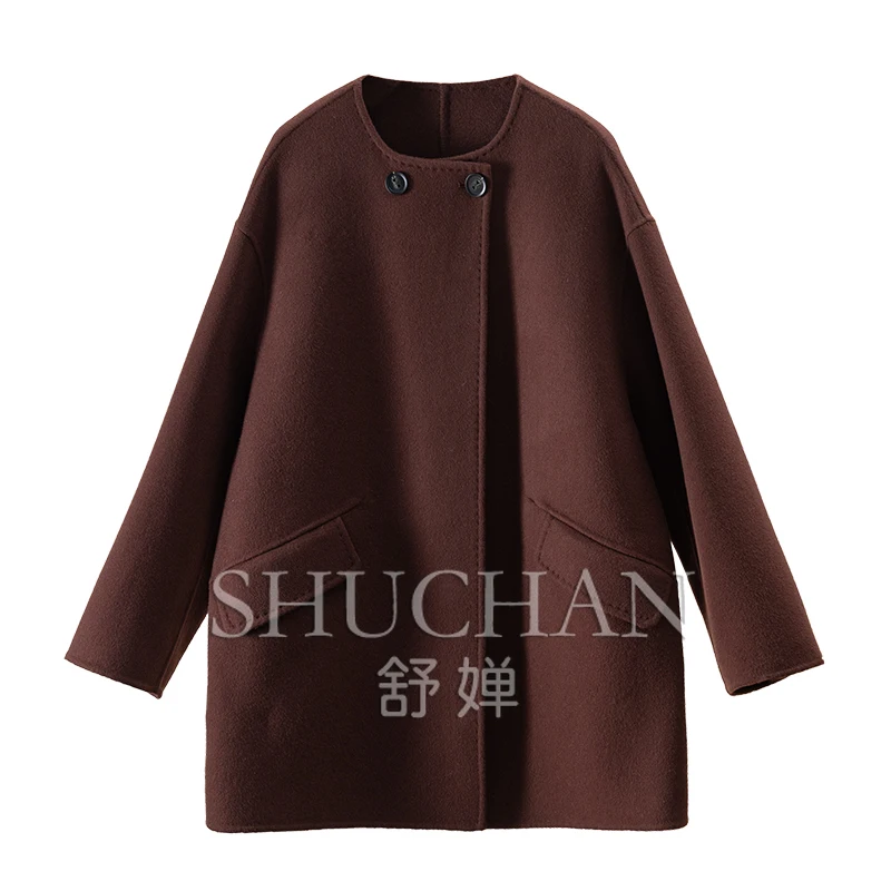 

80% Wool 20% Cashmere Old Money Handmade Double-sided Coat for Women Casacos De Inverno Feminino Coats and Jackets Women