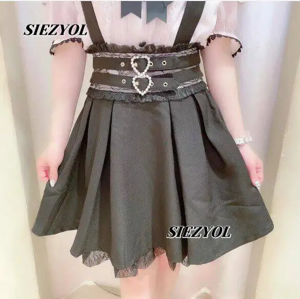 

Liz Sweet Girl Style Japanese Strap Skirt Lace Slimming Lolita Cute Black Versatile Oversize Overalls Short Suspender Skirts