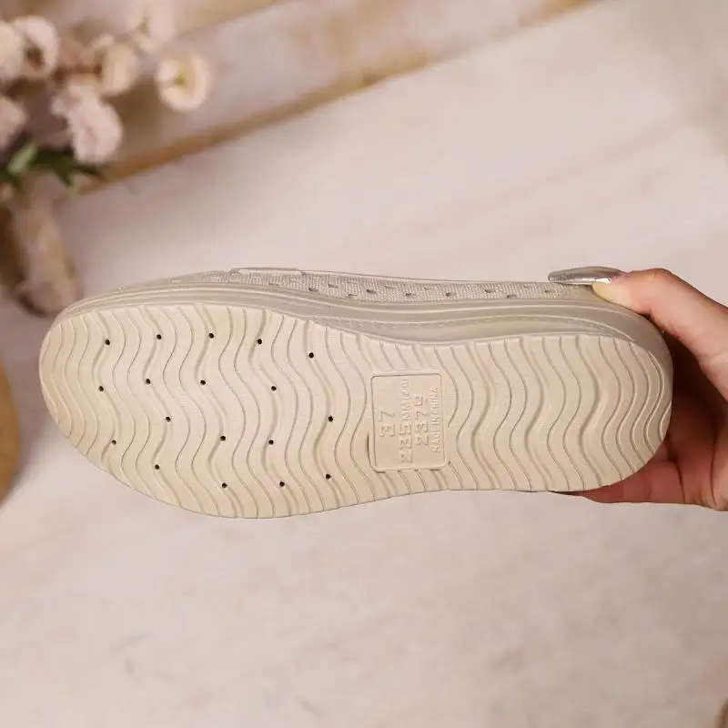 Soft Thick Bottom Height Increase White Loafers Women 2026 Summer Hollow Out Wedge Heel Pumps Women's Comfortable Nursing Shoes
