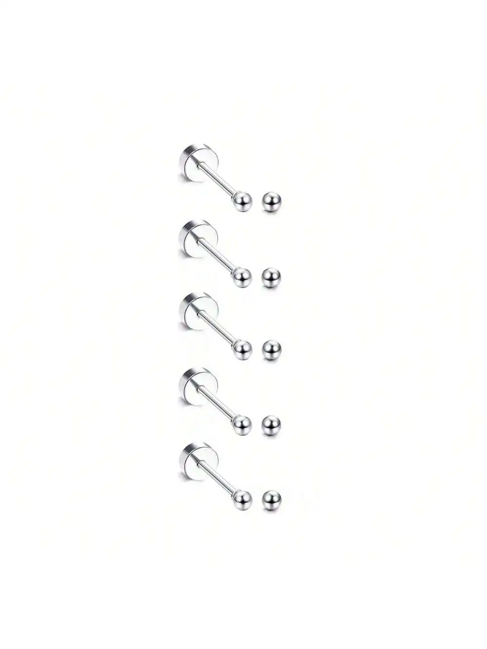 10 Pair Tiny Gold Flat Back Stud Earrings Set