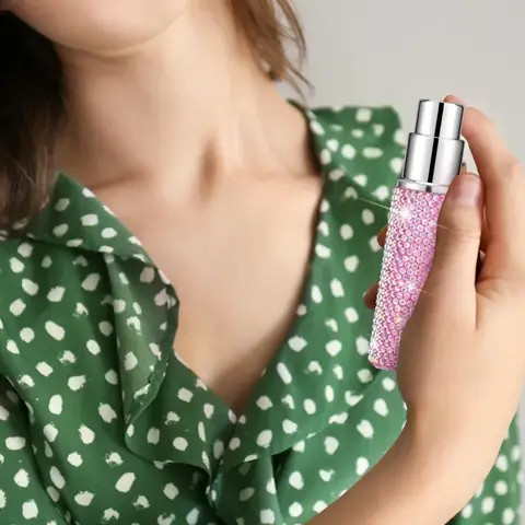 10ml kristall parfym sprayflaska resepåfyllningsbara flaskor mini dricksvatten bling glitter tomma kosmetiska behållare förångare flaska 6 best sales kristall parfymflaska - №3