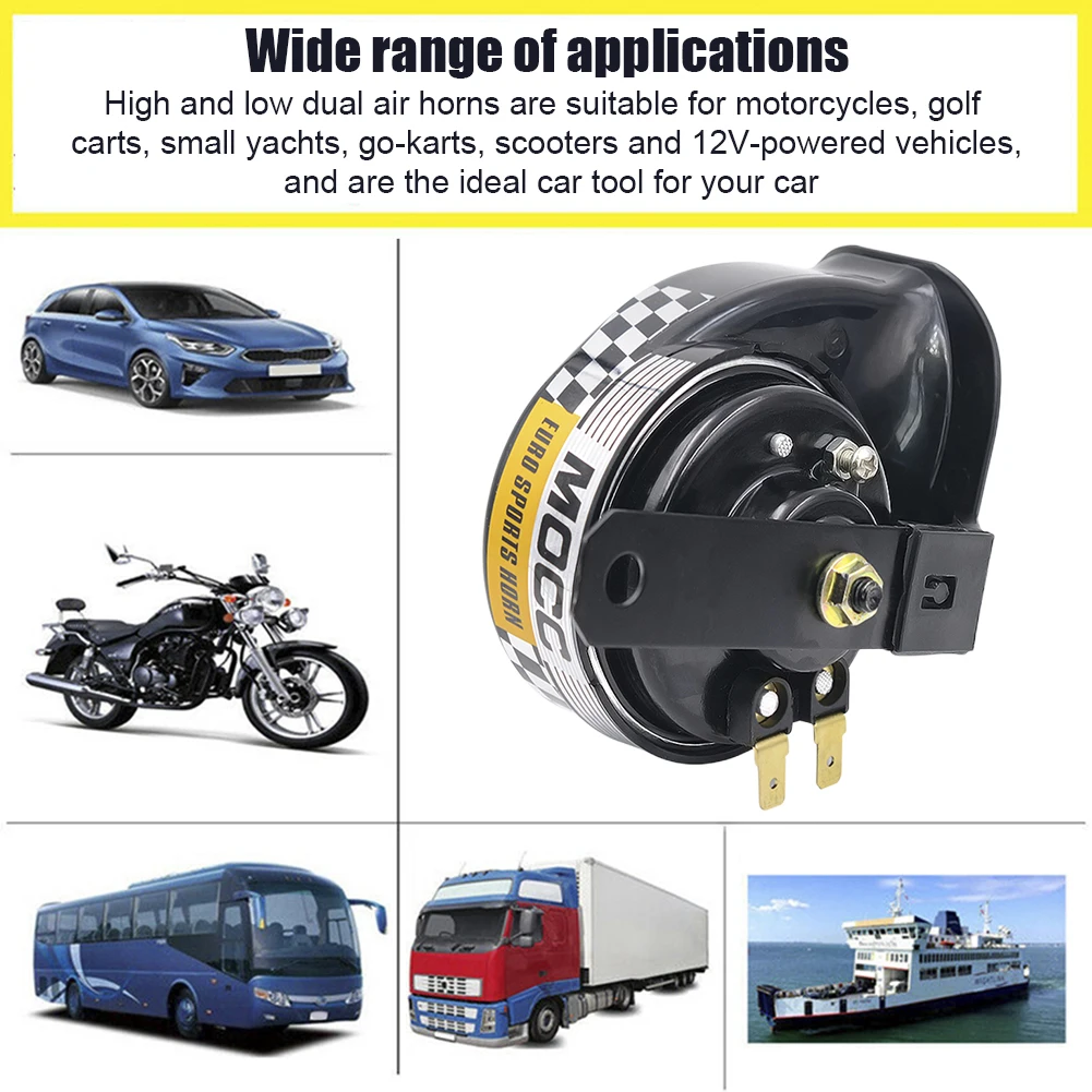 

12V Air Motorcycle Horn Loud Electric Air Horn 130dB 510hz Auto Horns Single-tone for Motorcycle Car for Motorbike Truck Vehicle