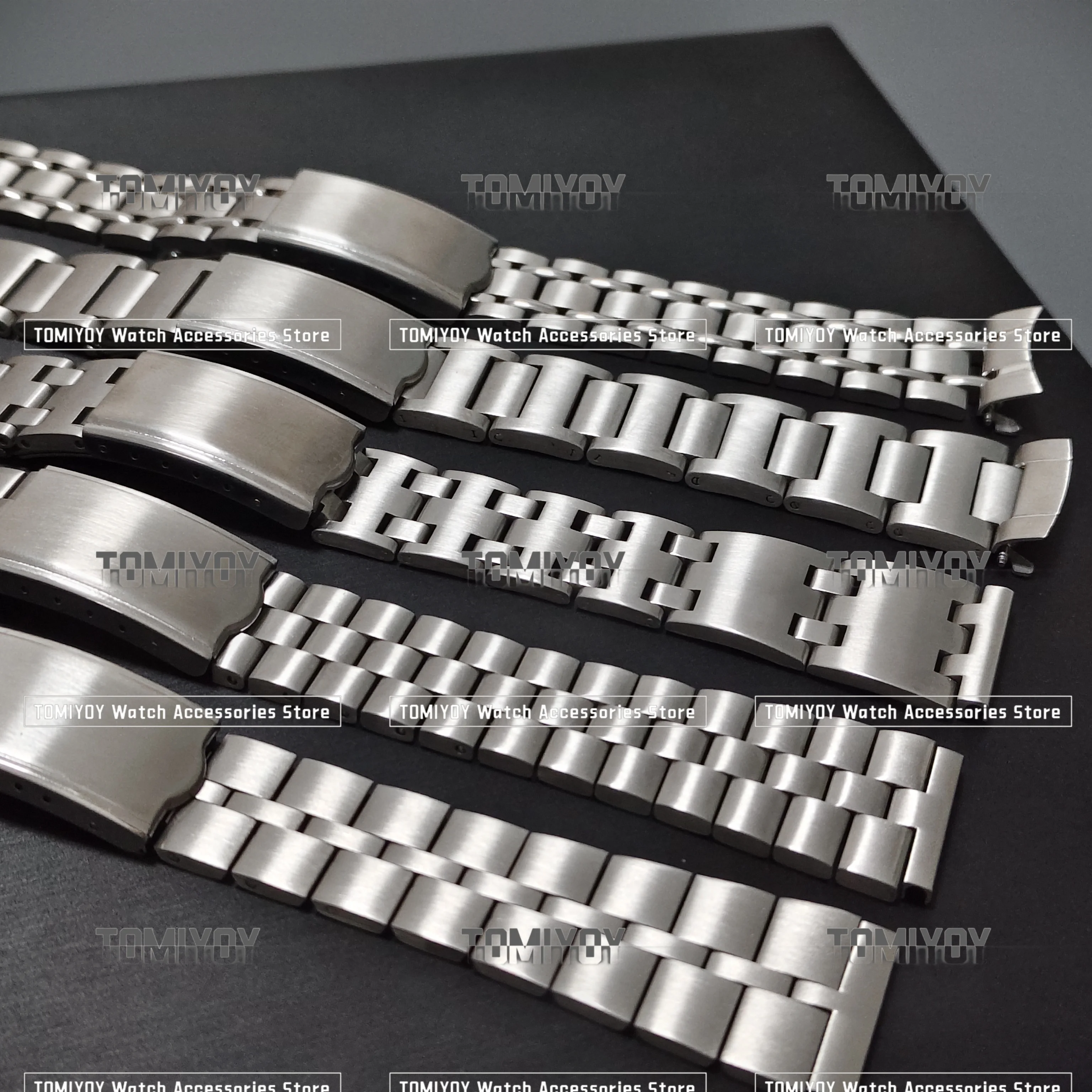 الفولاذ المقاوم للصدأ حزام (Band) ساعة ، أضعاف مشبك المشبك ، المعصم حزام سوار ، الفضة تناسب سايكو ، نحى ، جميع الفضة ، 19 مللي متر