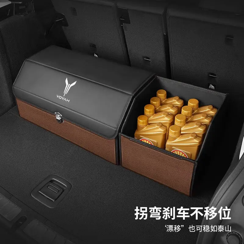 For Voyah FREE Dreamer EV Trunk Storage Box Multi Function Folding Leather Sorting Box Supplies Tail