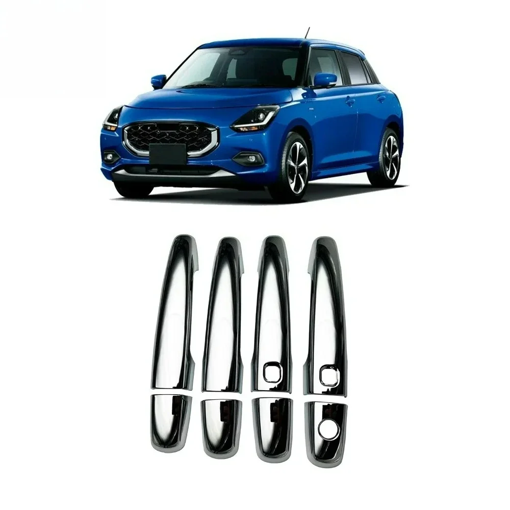 For Suzuki Swift ZC ZD 2024 2025 Car Accessories ABS Chrome Door Handle Cover With Smart Key Hole Catch Cap Trim Molding
