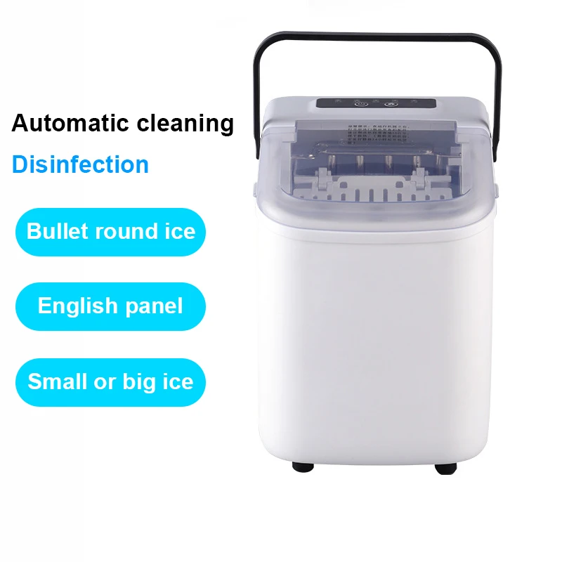 Commercial Automatic Clean Ice Maker Electric Bullet Round Block Ice Cube Making Machine 15kg/24H Small Bar Coffee Teamilk Shop