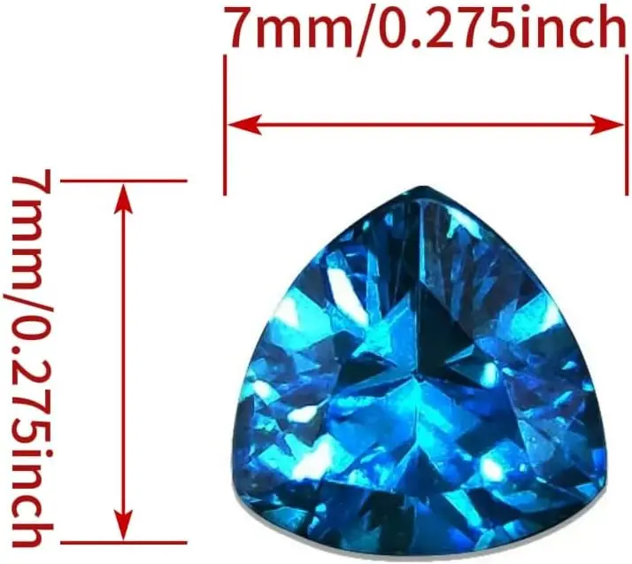 7mm Trillion Triangle Cut Sea Blue Loose Faceted Gemstone Vivid Ocean Blue Gem Stone For DIY Jewelry Making Ring Pendant Setting Handcraft Accessories Gift