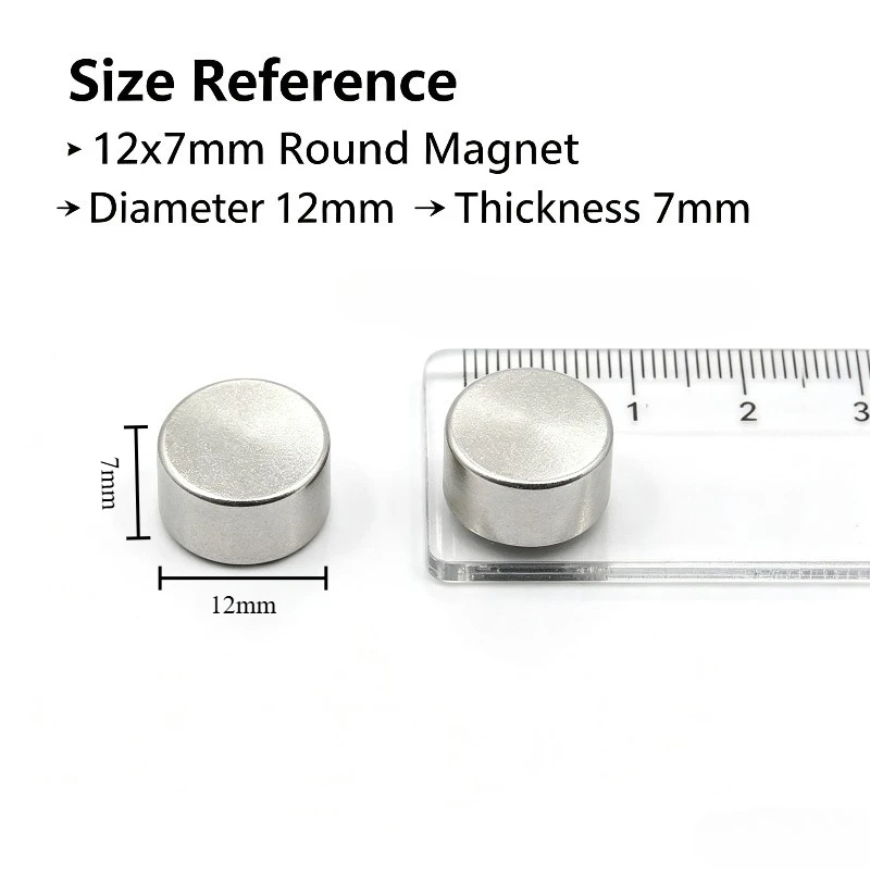 12x7mm Neodymium Magnet Strong Powerful Round Disc Rare Earth Permanent Magnet for Fridge DIY Craft Education 12*7mm
