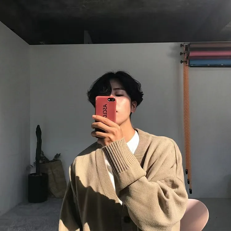 

Stylish Cardigan, Loose V Neck Button Cardigan, Knitted Autumn Casual Cardigan, Menswear Sophisticated Lightweight Sweater