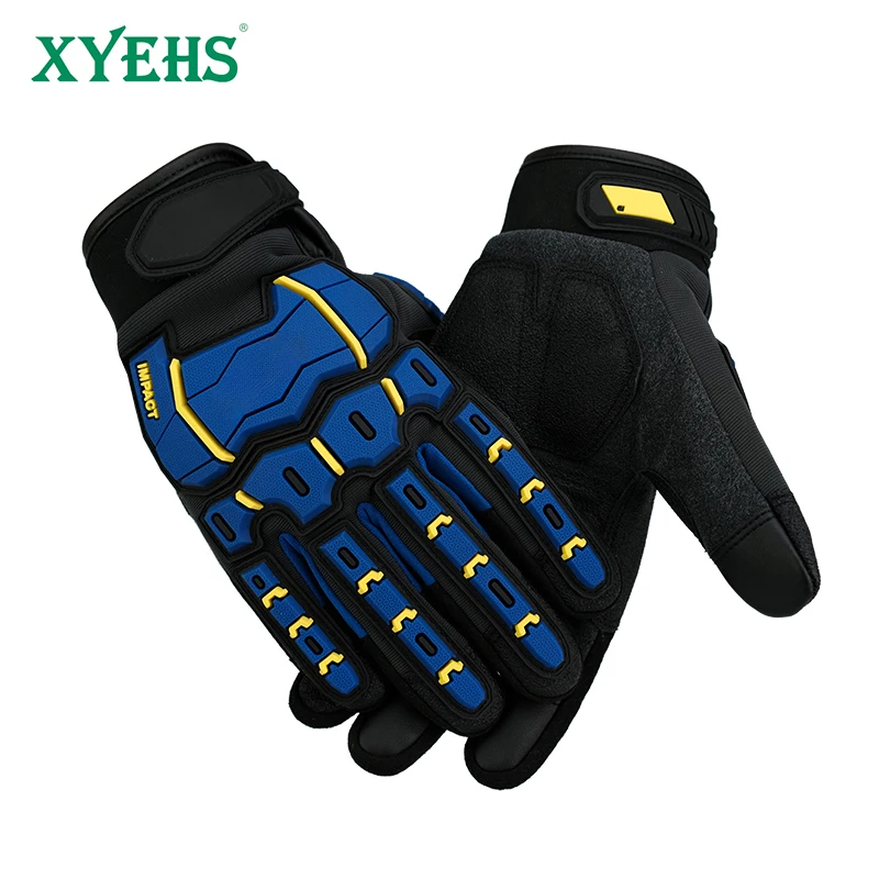TPR Impact Resistant Work Gloves, Anti-Slip Microfiber Leather Mechanic Gloves for Construction,Exploration & Emergency Response