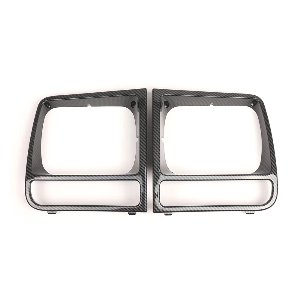 2pcs For Jeep Cherokee 1997-2001 Car Headlamp Bezel ABS Carbon Pattern 5EM72SW1 5EM73SW1 Accessories