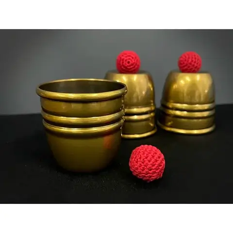Super Cups and Balls (Brass/Aged) by Oliver Magic Tricks Chop Cup Ball Appear Vanish Magia Close Up Illusions Gimmicks Mentalism