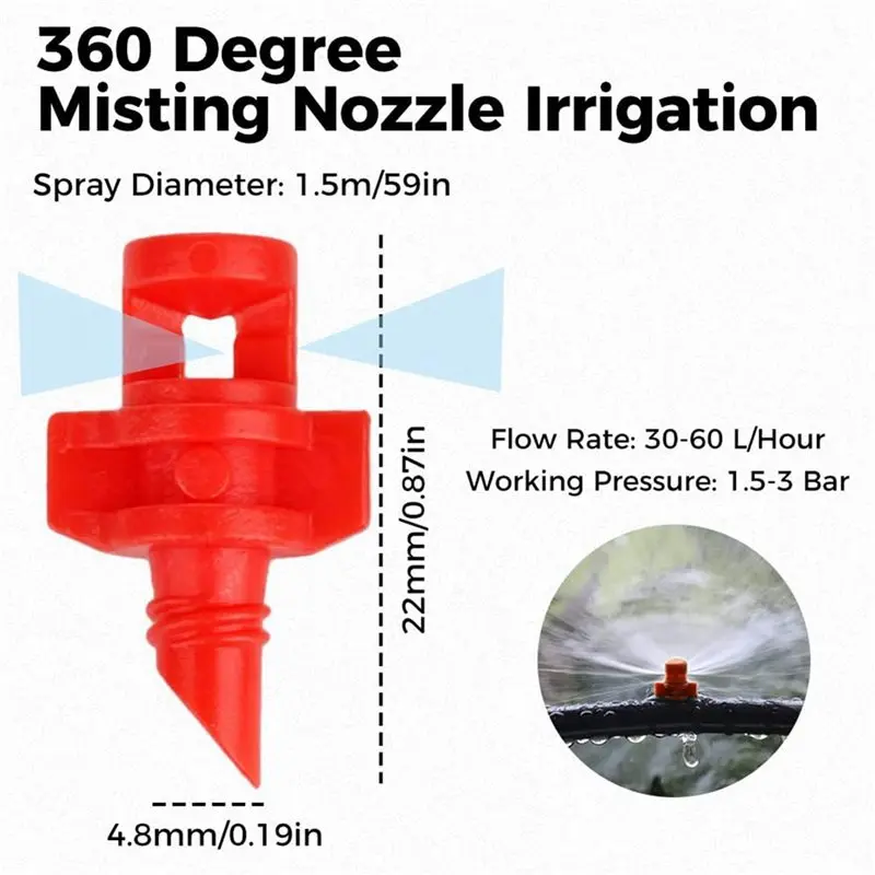 Top Sale 1000PCS 360 Degree Misting Nozzle Irrigation,Sprinklers Sprayer For Garden Irrigation System