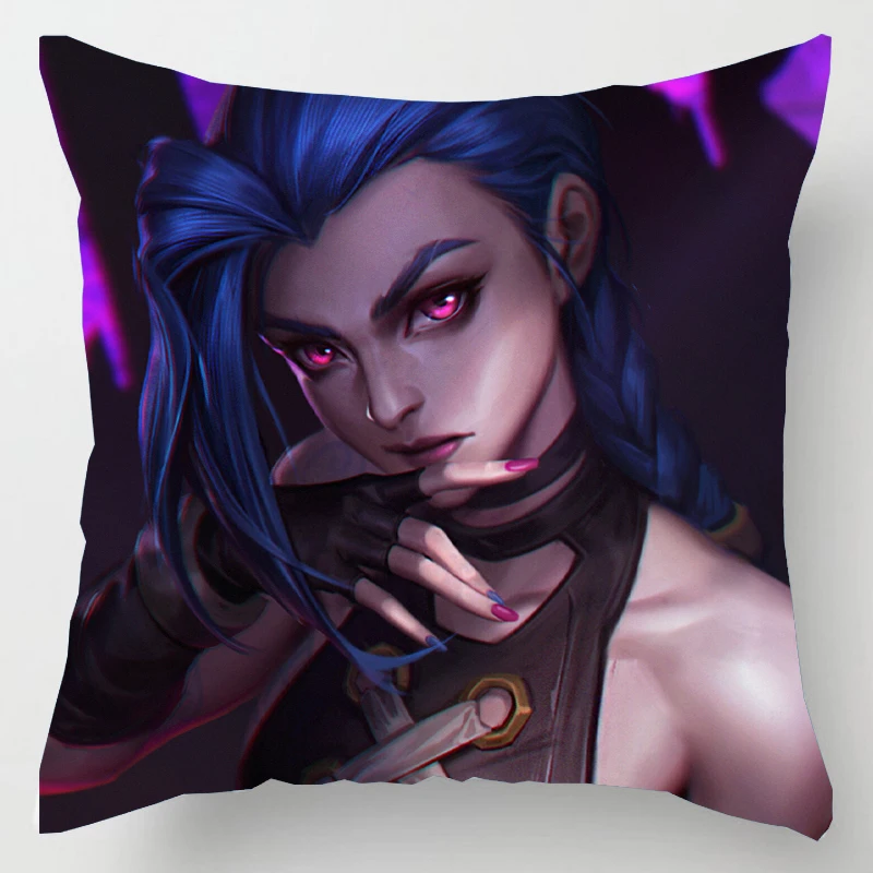 Hot Game Arcane League of Legends Cushion Cover Pillowcase Anime Vi Jinx Jess Throw Pillow Case Home Decor Sofa Car Pillow Cover