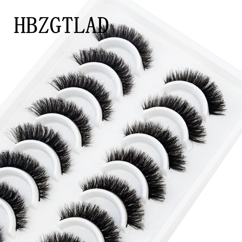 HBZGTLAD Russische Streifenwimpern, 10 Paar, 3D-Nerzwimpern, natürliche Wimpern, dramatische falsche Wimpern, Großhandel, Wimpernverlängerung – Detail 1