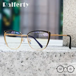 Ralferty Decorative Blue Light Glasses Women's Computer Glasses Frame For Women Transparent Anti-Glare Metal Eyeglass Oculos