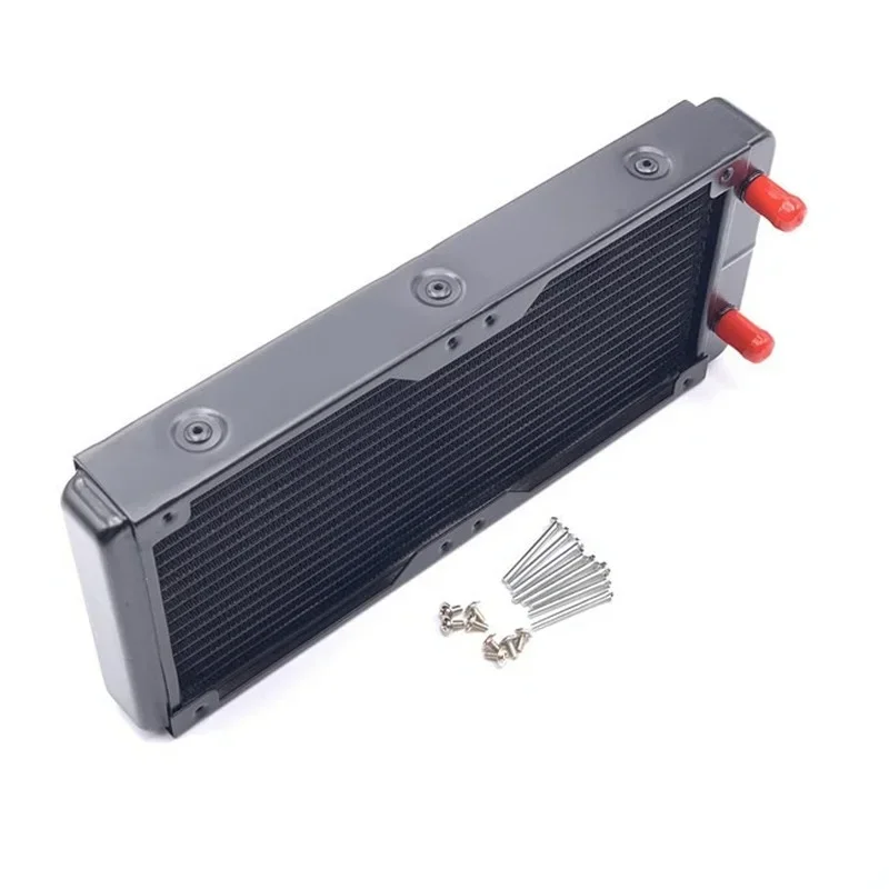 240mm Aluminium Computer Radiator Water Cooler 18 Tube Straight Mouth CPU Heat Sink Exchanger Black Industrial Row