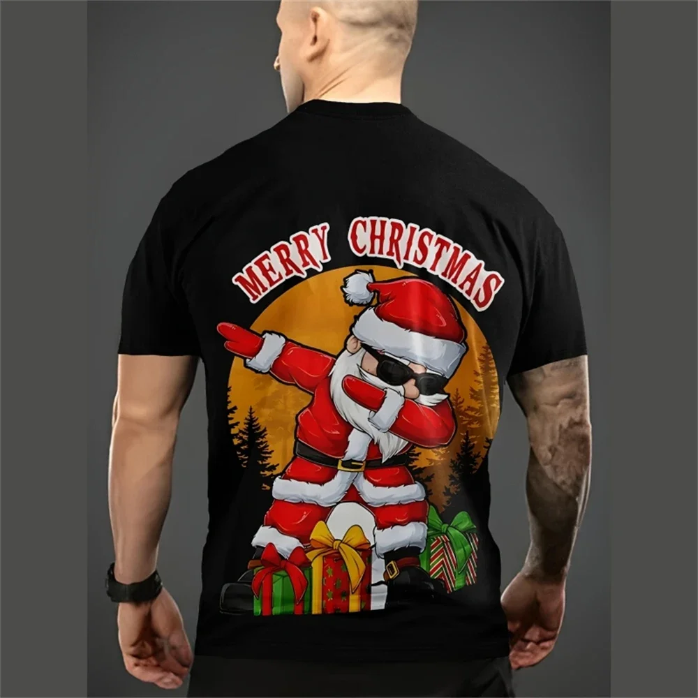 2025 Santa Claus 3d Print Men's T-Shirt Fashion Christmas T-Shirt Men Casual Short Sleeve Tops Oversized Tees Hip Hop Streetwear