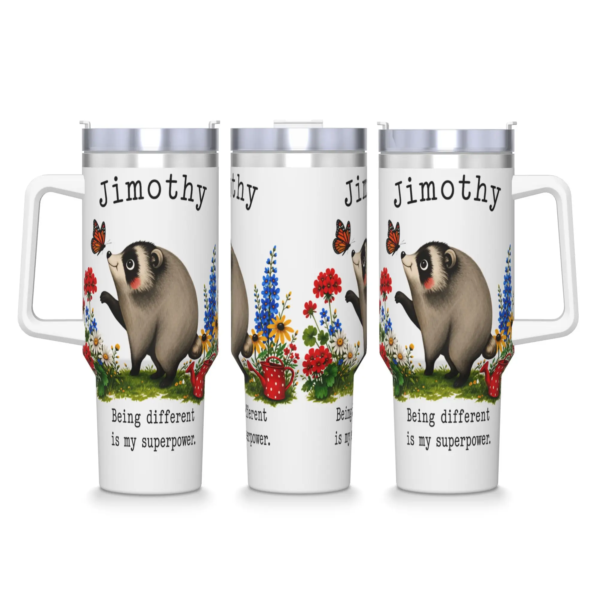 Stainless Steel Tumbler Jimothy Opossum Being Different Is My Superpower Thermal Mug  Leakproof Cold Drink Car Mugs