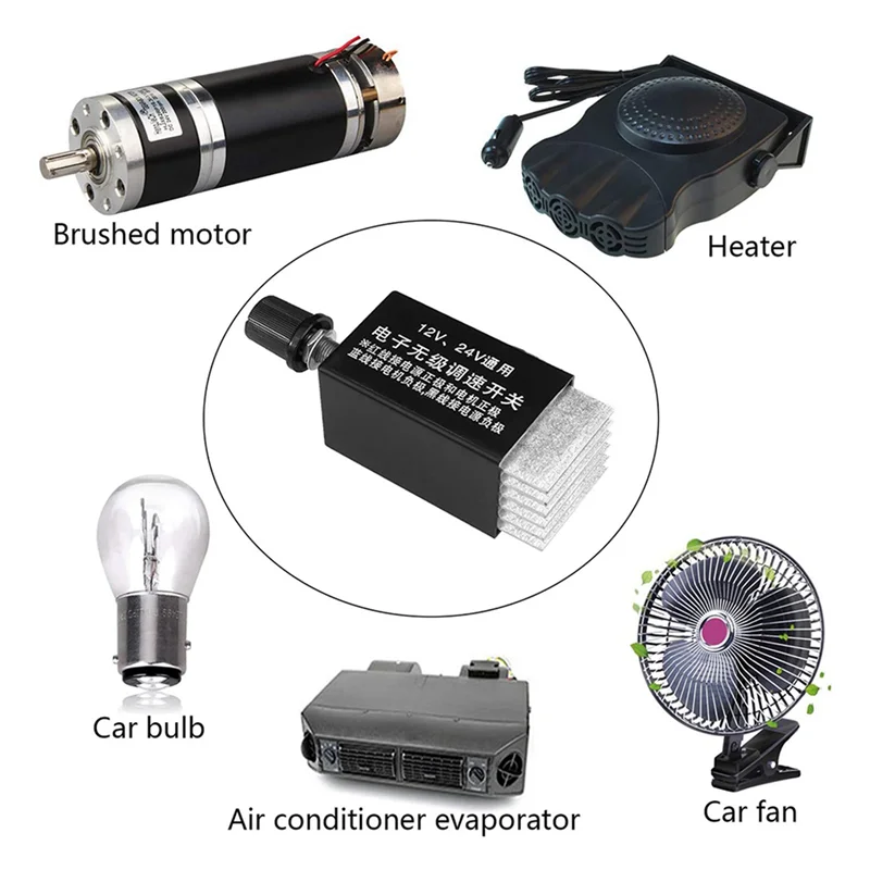 

2Pc Motor Speed Regulator DC 12V/24V 10 A Motor Speed Controller Switch For Car Truck Fan Heater Control