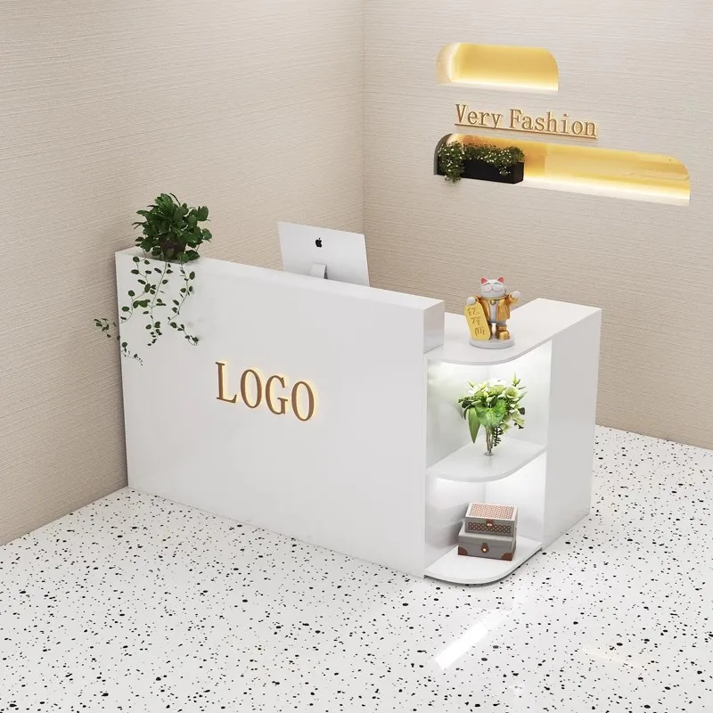 طاولة الاستقبال الفاخرة صالون تجميل مكتب الاستقبال الحديث أدراج أمين الصندوق Escritorios De Computadora أثاث المكاتب #5