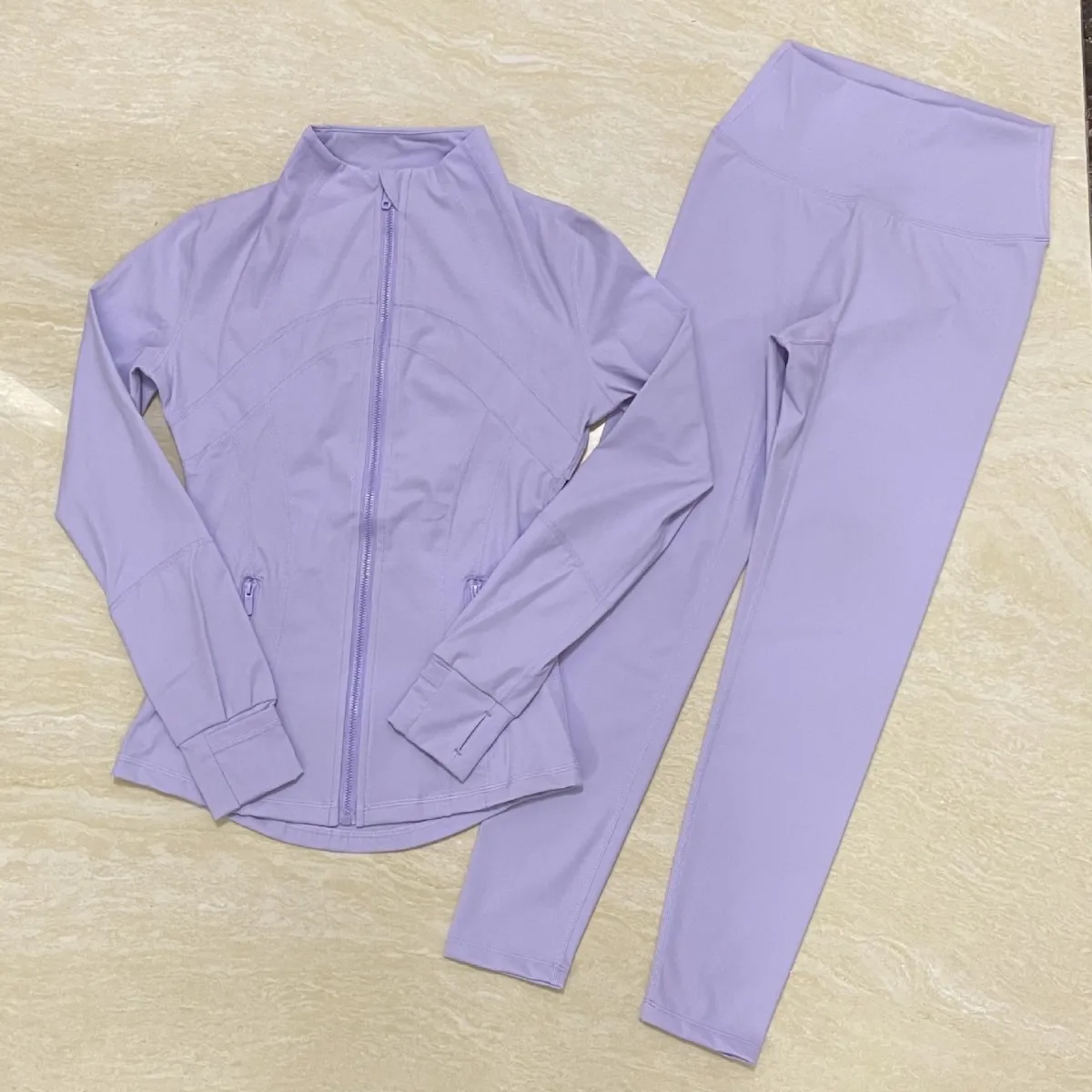 

Dupes Yoga Set - Long Sleeve Jacket Slim-Fit Tummy Control Workout Outfit Gym Clothes High Waisted Breathable Stock Ready