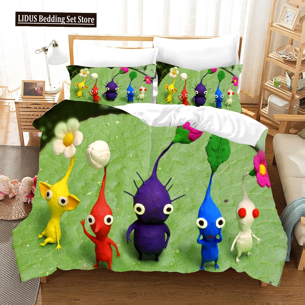 

3D Anime Pikmin Bedding Sets Duvet Cover Set With Pillowcase Twin Full Queen King Bedclothes Bed Linen