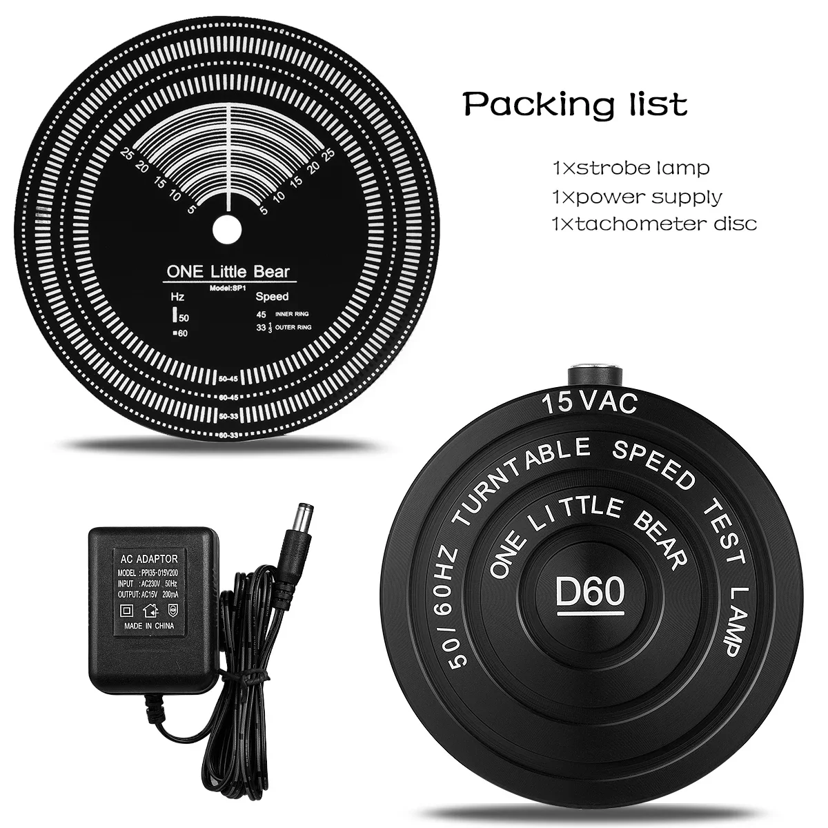 Nobsound 50/60Hz Stroboscopic Speed Strobe Light+Tachometer Disc for Turntable LP Records Phonograph Player Accessories