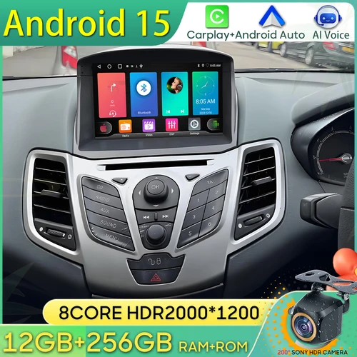 Android 15 Radio del coche para Ford Fiesta 2009 - 2017 navegación GPS Android Auto Carplay Wifi Video pantalla estéreo 4G No 2din