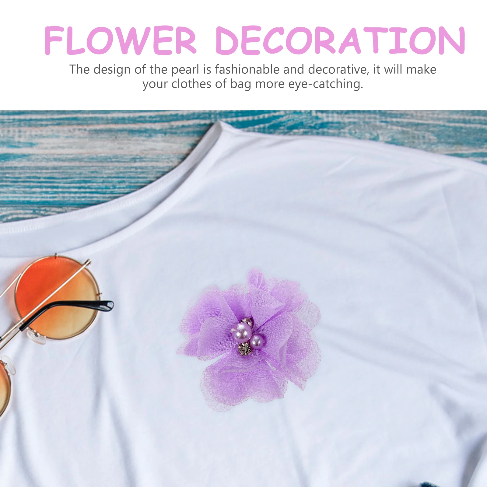 

30pcs Rhinestone Pearl Decal Fabric Flowers Chiffon Sewing Crafts Diy Decorative Clothing Accessories Compact Sew Replaceable